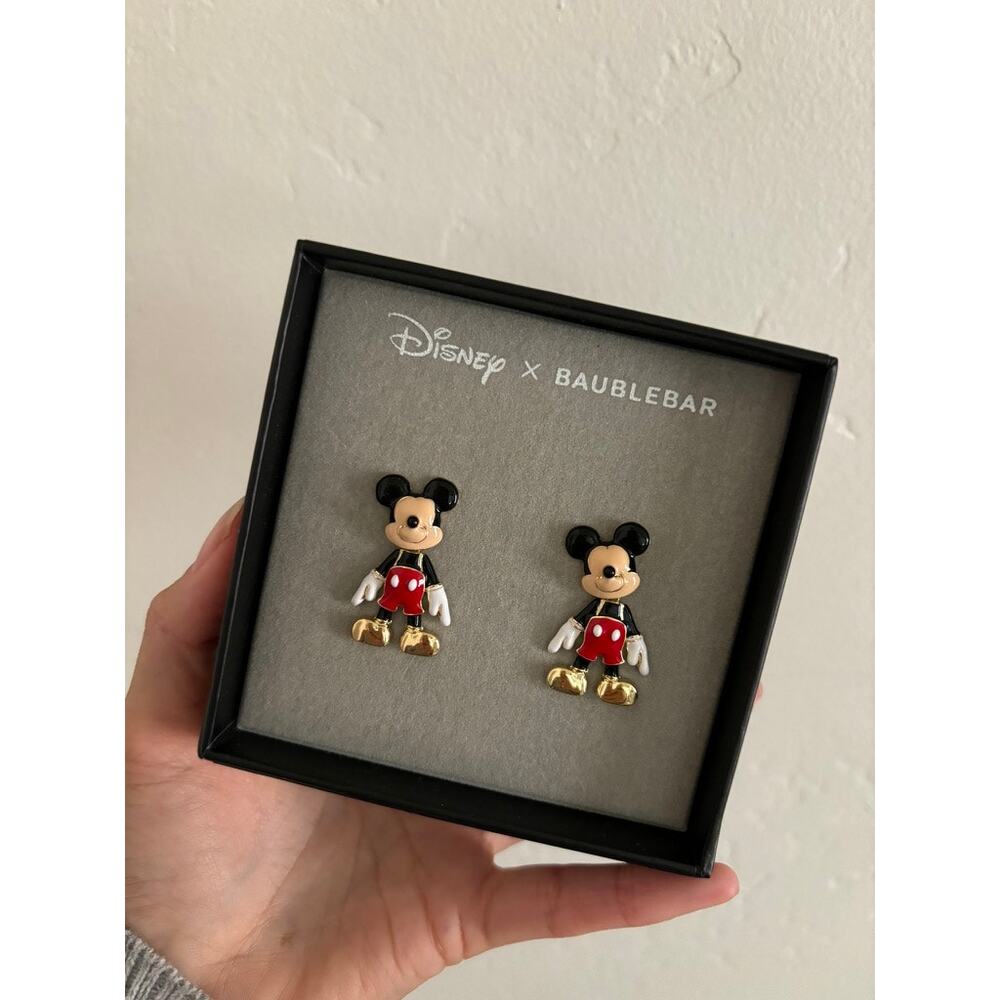 Disney Baublebar Mickey Mouse Dangle Earring Movable Gold Color